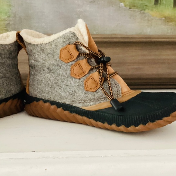 Sorel Out N About Plus Duck Boots Women US 5 UK 4 Snow Gray Felt Tan NY1954-052 - Picture 7 of 12